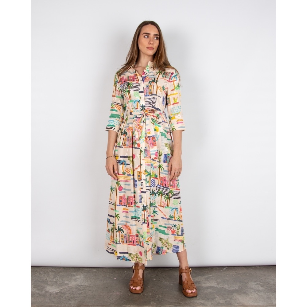 Vilagallo Natalia multi print shirt dress 🌴 💚 Size 36 NWT